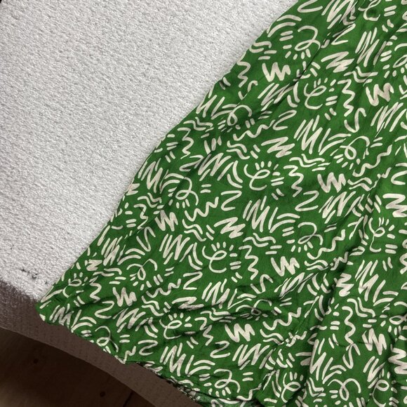 Zara Dress Womens Size L The Elora Green and White Printed Midi Button Up Boho - Picture 4 of 11